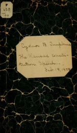 The Kansas constitution. Speech of Hon. Cydnor B. Tompkins, of Ohio. Delivered in the U.S. House of Representatives, February 18, 1858_cover