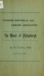 The manor of Philipsburgh : a paper read before the New York Historical Society_cover