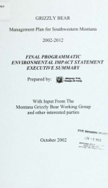 Grizzly bear management plan for southwestern Montana : 2002-2012 2002_cover