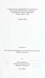 A biological assessment of sites on Sullivan and Skyland Creeks, Flathead County, Montana: Project TMDL-C08, August 2002 2003_cover