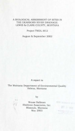 A biological assessment of sites in the Dearborn River drainage, Lewis and Clark County, Montana: Project TMDL-M12, August and September 2002 2003_cover