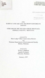 1996 habitat and aquatic macroinvertebrate survey : streams of the Nevada Creek drainage, Powell County, Montana 1997_cover