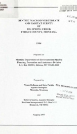 Benthic macroinvertebrate and habitat survey of Big Spring Creek, Fergus County, Montana : 1996 1997_cover