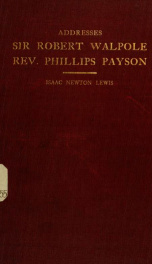 Addresses on Sir Robert Walpole and Rev. Phillips Payson_cover