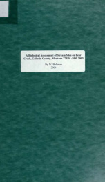 A biological assessment of stream sites on Bear Creek, Gallatin County, Montana : TMDL-M05 2003 2004_cover