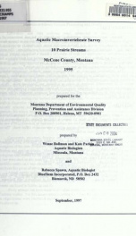 Aquatic macroinvertebrate survey : 10 prairie streams, McCone County, Montana : 1995 1997_cover