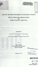 Aquatic macroinvertebrate and habitat survey : the Flatwillow Creek system, Fergus County, Montana 1997_cover