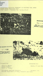 Terrestrial wildlife inventory in selected coal areas : Powder River resources area : final report 1981_cover