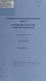 Recommendations for fish & wildlife program under the Pacific Northwest Electric Power Planning and Conservation Act 1981 V. 4_cover