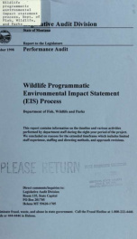 Wildlife programmatic environmental impact statement (EIS) process, Department of Fish, Wildlife and Parks : performance audit 1998_cover