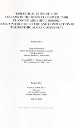 Biological integrity of streams in the Redwater River TMDL planning area (HUC 10060002) based on the structure and composition of the Benthic algae community 2004_cover