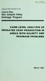 Farm level analysis of irrigated crop production in areas with salinity and drainage problems_cover
