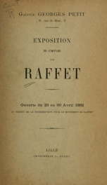 Exposition de l'oeuvre de Raffet : ouverte du 23 au 30 Avril 1892_cover