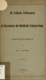 De leidsche Professoren en de Executeurs der Dordtsche Nalatenschap : Verweerschrift_cover