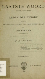 Laatste woord tot de conscientie van de leden der synode door de vervolgde leden van den kerkeraad van Amsterdam_cover