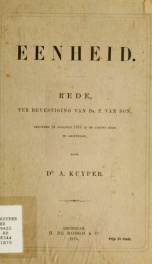 Eenheid : rede, ter bevestiging van Ds. P. van Son, gehouden 31 Augustus 1873 in de Nieuwe Kerk te Amsterdam_cover