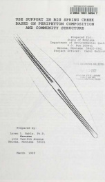 Use support in Big Spring Creek based on periphyton composition and community structure 1999_cover