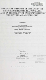 Biological integrity of streams in the Ninemile Creek TMDL planning area based on the structure and composition of the Benthic algae community 2004_cover