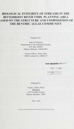Biological integrity of streams in the Bitterroot River TMDL planning area based on the structure and composition of the benthic algae community 2003_cover