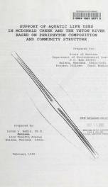 Support of aquatic life uses in McDonald Creek and the Teton River based on periphyton composition and community structure 1999_cover