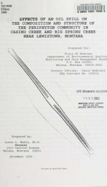 Effects of an oil spill on the composition and structure of the periphyton community in Casino Creek and Big Spring Creek near Lewistown, Montana 1999_cover