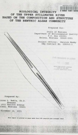 Biological integrity of the Upper Stillwater River based on the composition and structure of the Benthic algae community 2001_cover