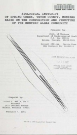 Biological integrity of Spring Creek, Teton County, Montana based on the composition and structure of the Benthic algae community 2001_cover