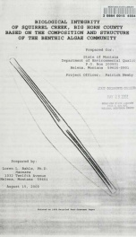 Biological integrity of Squirrel Creek, Big Horn County based on the composition and structure of the Benthic algae community 2000_cover