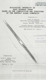 Biological integrity of East Rosebud Creek based on the composition and structure of the Benthic algae community 2001_cover