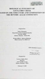 Biological integrity of Little Dry Creek based on the structure and composition of the Benthic algae community 2004_cover