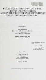 Biological integrity of Lake Creek (Benton Lake watershed) based on the structure and composition of the Benthic algae community 2004_cover