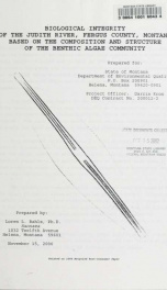 Biological integrity of the Judith River, Fergus County, Montana based on the composition and structure of the Benthic algae community 2000_cover