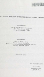 Biological integrity of four Flathead Valley streams 1996_cover