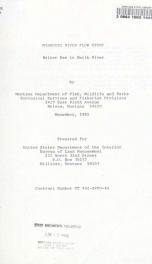 Missouri River flow study : Holter Dam to Smith River 1981_cover