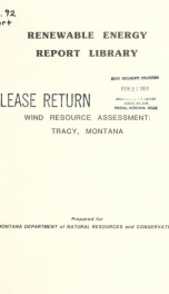 Wind resource assessment: Tracy, Montana 1977_cover
