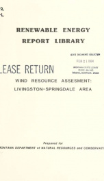 Wind resource asses[s]ment: Livingston-Springdale Area 1979_cover