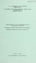 Effectiveness of filling ephemeral pools at Kesterson Reservoir; Kesterson Program upland habitat assessment; Kesterson Reservoir final cleanup plan_cover