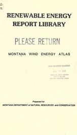 Montana wind energy atlas 1984_cover