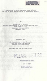 Evaluation of four instream flow methods applied to four trout rivers in southwest Montana 1980_cover