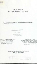 Milk River water supply study : plan formulation working document 1986_cover