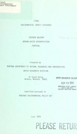 Final environmental impact statement : Hoerner Waldorf ground-water appropriation proposal 1976_cover