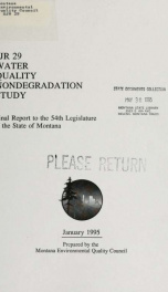 SJR 29 water quality nondegradation study : final report to the 54th Legislature of the State of Montana 1995_cover