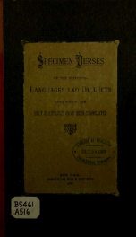 Specimen verses of the Principal languages and dialects : in which the Holy Bible, in whole or in part, has been printed and circulated by the American Bible Society and other Bible Societies_cover