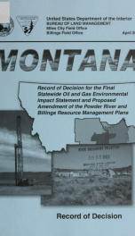 Record of decision : Montana statewide oil and gas EIS and amendment of the Powder River and Billings RMPS 2003_cover