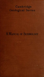 A manual of seismology_cover