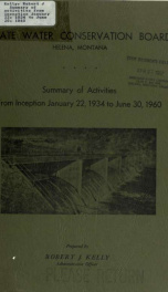 Summary of activities from inception January 22, 1934 to June 30, 1960 1961_cover