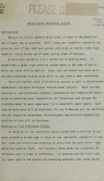 Water rights preference systems : [issue paper] 1980?_cover