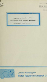 Symposium on water law and its relationship to the economic development of Montana's water resources 1971_cover