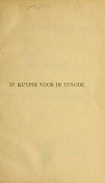 Voor de Synode : eene bijdrage tot de kennis von onze synodale organisatie_cover