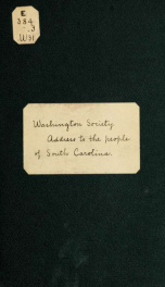 Address of the Washington society to the people of South-Carolina_cover